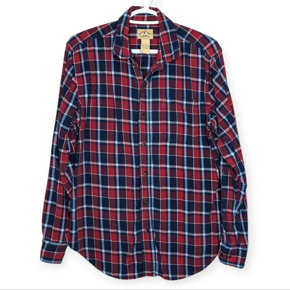 Blue Mountain Red & Blue  Collared Button Down Mens Medium